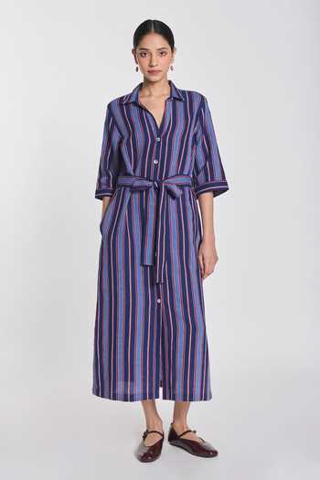 Payal Pratap Pimpernel Striped Dress With Belt 