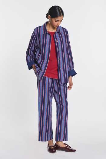 Buy Payal Pratap Blue Cotton, Linen Chicory Elasticated Pant Online at Aza Fashions Buy_Payal Pratap_Blue Cotton, Linen Chicory Elasticated Pant _Online_at_Aza_Fashions