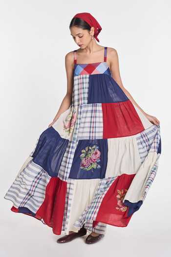 Buy Payal Pratap Multi Color Handloom Cotton Square Neck Rafflesia Patchwork Dress Online at Aza Fashions Buy_Payal Pratap_Multi Color Handloom Cotton Square Neck Rafflesia Patchwork Dress _Online_at_Aza_Fashions