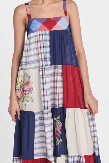 Shop Payal Pratap Multi Color Handloom Cotton Square Neck Rafflesia Patchwork Dress Online at Aza Fashions Shop_Payal Pratap_Multi Color Handloom Cotton Square Neck Rafflesia Patchwork Dress _Online_at_Aza_Fashions