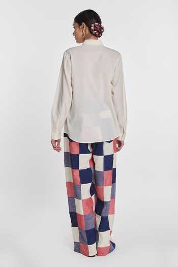Shop Payal Pratap Multi Color Linen Gazania Patchwork Pant at Aza Fashions Shop_Payal Pratap_Multi Color Linen Gazania Patchwork Pant _at_Aza_Fashions