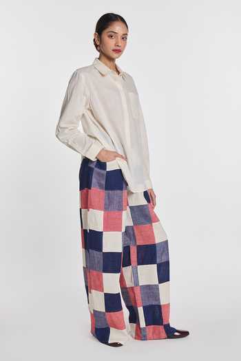 Buy Payal Pratap Multi Color Linen Gazania Patchwork Pant Online at Aza Fashions Buy_Payal Pratap_Multi Color Linen Gazania Patchwork Pant _Online_at_Aza_Fashions