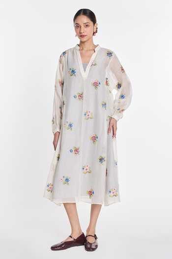 Payal Pratap Begonia Embroidered Cotton Silk Dress 