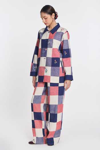 Payal Pratap Multi Color Linen Collared Neck Coreopsis Patchwork Jacket Online at Aza Fashions Payal Pratap_Multi Color Linen Collared Neck Coreopsis Patchwork Jacket _Online_at_Aza_Fashions