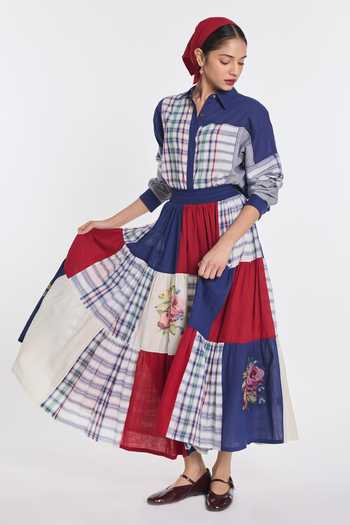 Buy Payal Pratap Multi Color Handloom Cotton Astilbe Patchwork Skirt Online at Aza Fashions Buy_Payal Pratap_Multi Color Handloom Cotton Astilbe Patchwork Skirt _Online_at_Aza_Fashions