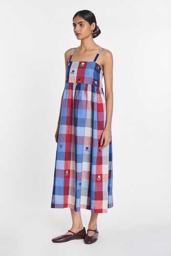 Payal Pratap Multi Color Cotton, Linen Square Neck Asphodel Multicheck Dress Online at Aza Fashions Payal Pratap_Multi Color Cotton, Linen Square Neck Asphodel Multicheck Dress _Online_at_Aza_Fashions