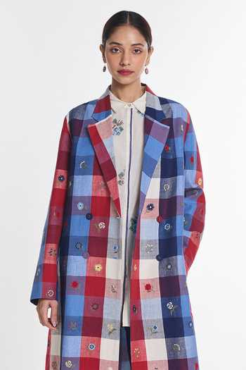 Shop Payal Pratap Multi Color Cotton, Linen Notched Neck Hellebore Printed Jacket Online at Aza Fashions Shop_Payal Pratap_Multi Color Cotton, Linen Notched Neck Hellebore Printed Jacket _Online_at_Aza_Fashions