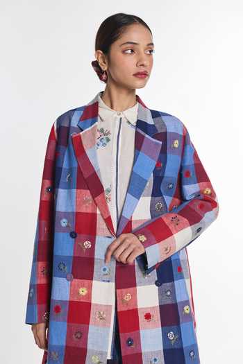 Payal Pratap Multi Color Cotton, Linen Notched Neck Hellebore Printed Jacket at Aza Fashions Payal Pratap_Multi Color Cotton, Linen Notched Neck Hellebore Printed Jacket _at_Aza_Fashions