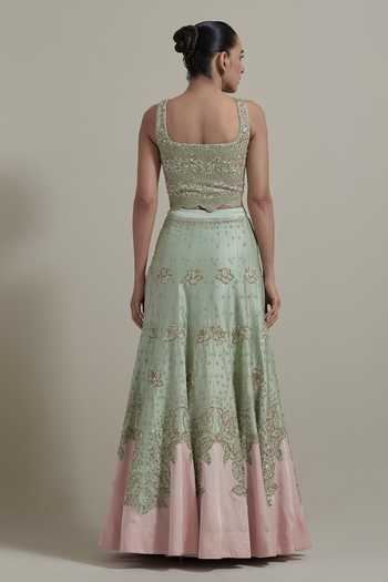 Kavita Bhartia Colorblock Embroidered Lehenga Set 