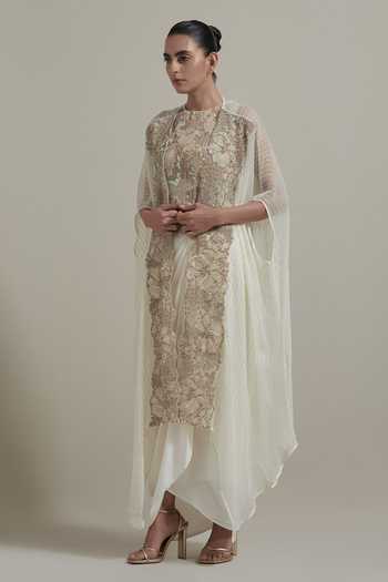 Kavita Bhartia Hand Embellished Cape Skirt Set 