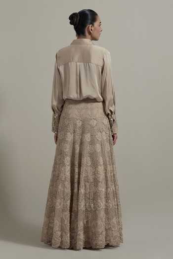 Kavita Bhartia Sleeve Embellished Shirt & Skirt Set 