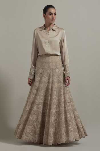 Kavita Bhartia Sleeve Embellished Shirt & Skirt Set 