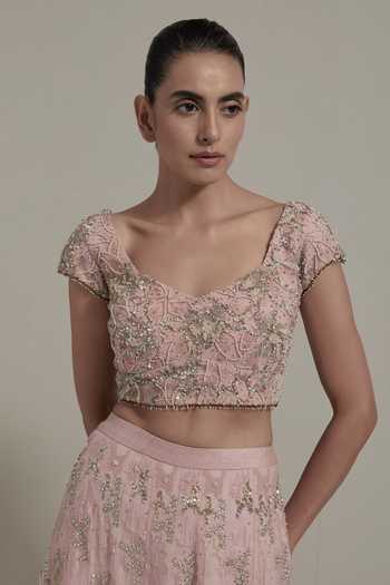 Buy Kavita Bhartia Pink Organza, Net Sweetheart Neck Sequin Work Lehenga Set Online at Aza Fashions Buy_Kavita Bhartia_Pink Organza, Net Sweetheart Neck Sequin Work Lehenga Set _Online_at_Aza_Fashions