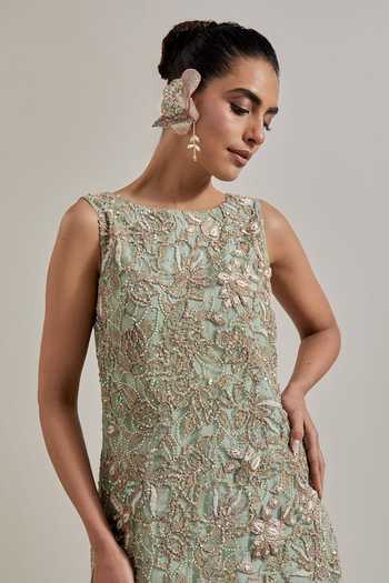 Buy Kavita Bhartia Green Organza, Net Round Neck, Yes Hand Embellished Kurta Set Buy_Kavita Bhartia_Green Organza, Net Round Neck, Yes Hand Embellished Kurta Set
