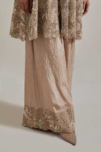 Kavita Bhartia Gold Silk, Organza, Net V-neck, Yes Hand Embellished Kurta Set at Aza Fashions Kavita Bhartia_Gold Silk, Organza, Net V-neck, Yes Hand Embellished Kurta Set _at_Aza_Fashions