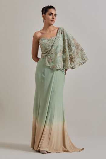 Kavita Bhartia Pre-Draped Saree & Embroidered Blouse Set 