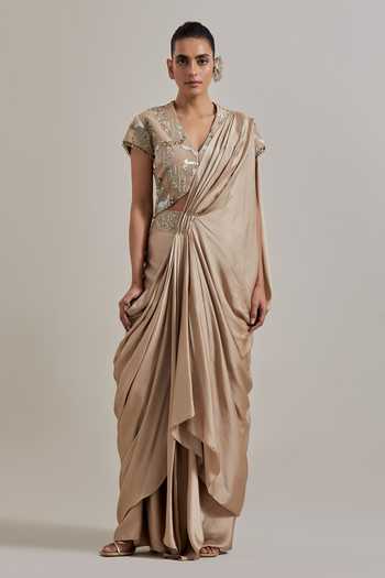 Kavita Bhartia Pre-Draped Saree & Embellished Blouse Set 