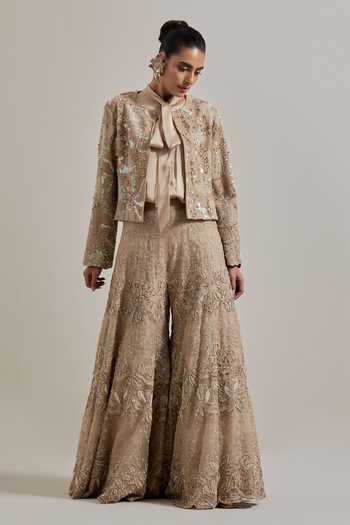 Kavita Bhartia Hand Embellished Jacket Sharara Set 