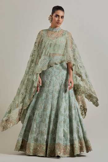 Kavita Bhartia Sheer Cape & Skirt Set