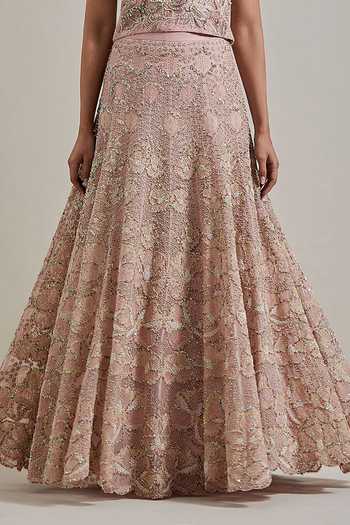 Kavita Bhartia Pink Organza, Net Round Neck Hand Embellished Lehenga Set at Aza Fashions Kavita Bhartia_Pink Organza, Net Round Neck Hand Embellished Lehenga Set _at_Aza_Fashions