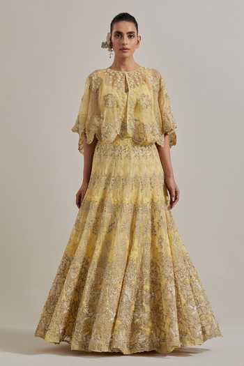 Kavita Bhartia Hand Embellished Organza Cape & Skirt Set 
