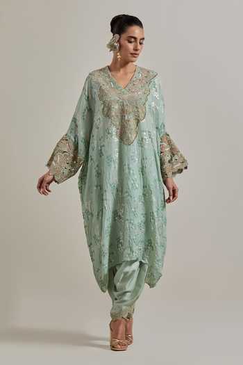 Kavita Bhartia Silk Kaftan & Pant Set 