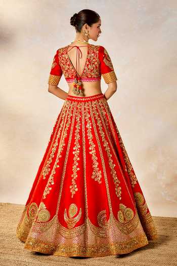 Shop Masaba Red , Organza, The Gulab Sherbet Zardozi Embroidered Bridal Lehenga Set at Aza Fashions Shop_Masaba_Red , Organza, The Gulab Sherbet Zardozi Embroidered Bridal Lehenga Set _at_Aza_Fashions