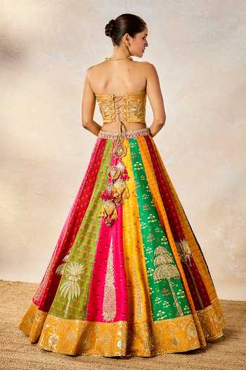 Shop Masaba Multi Color Gingham, Silk Organza, Tissue Zari, The Rainbow Barfi Lehenga Set at Aza Fashions Shop_Masaba_Multi Color Gingham, Silk Organza, Tissue Zari, The Rainbow Barfi Lehenga Set _at_Aza_Fashions