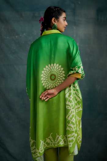 Krishna Mehta Floral Hand Painted Ombre Shirt Tunic 