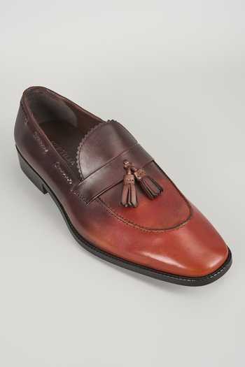 SALIL BHATIA Ombre Leather Hand Patina Tassel Loafers 