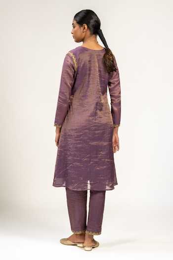 KAJAL AGRAWAL Handwoven Zari Chanderi Kurta & Pant Set 
