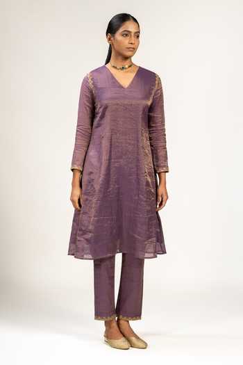 KAJAL AGRAWAL Handwoven Zari Chanderi Kurta & Pant Set 