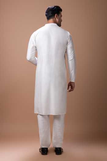 Shop Priyanka Haralalka Pink Silk, Cotton Hand Painted And Embroidered Kurta Set Online at Aza Fashions Shop_Priyanka Haralalka_Pink Silk, Cotton Hand Painted And Embroidered Kurta Set _Online_at_Aza_Fashions