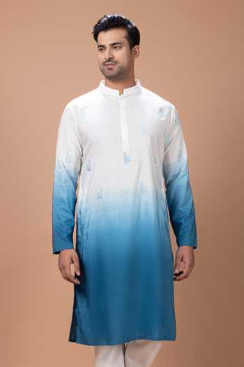 Buy Priyanka Haralalka Blue Silk, Cotton Embroidered Kurta And Pyjama Set Online at Aza Fashions Buy_Priyanka Haralalka_Blue Silk, Cotton Embroidered Kurta And Pyjama Set _Online_at_Aza_Fashions