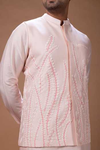 Priyanka Haralalka_Pink Silk, Cotton Bundi Kurta Set _at_Aza_Fashions