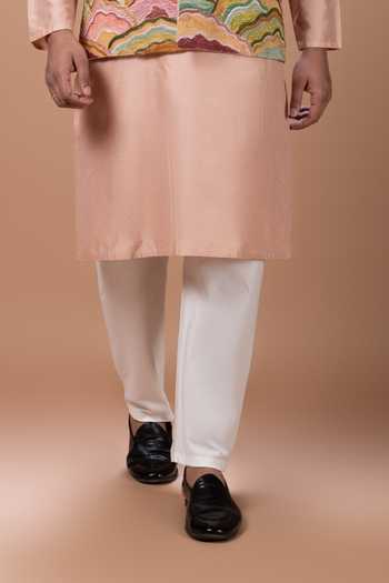 Priyanka Haralalka Pink Silk, Cotton Embroidery Kurta Set With Bundi at Aza Fashions Priyanka Haralalka_Pink Silk, Cotton Embroidery Kurta Set With Bundi _at_Aza_Fashions