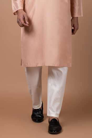 Priyanka Haralalka Pink Silk, Cotton Plain Kurta And Pyjama Set Online at Aza Fashions Priyanka Haralalka_Pink Silk, Cotton Plain Kurta And Pyjama Set _Online_at_Aza_Fashions