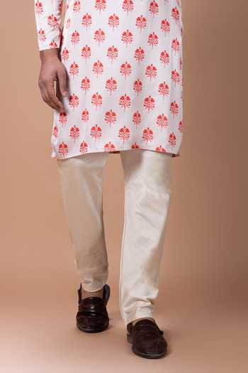 Priyanka Haralalka_Red Satin Printed Kurta And Pyjama Set _Online_at_Aza_Fashions