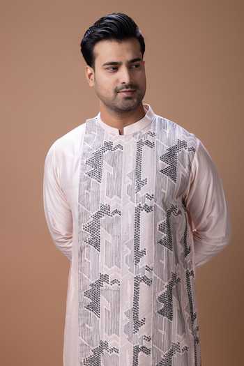 Priyanka Haralalka Pink Silk, Cotton Embroidered Kurta Set Online at Aza Fashions Priyanka Haralalka_Pink Silk, Cotton Embroidered Kurta Set _Online_at_Aza_Fashions
