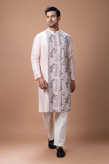 Buy Priyanka Haralalka Pink Silk, Cotton Embroidered Kurta Set Buy_Priyanka Haralalka_Pink Silk, Cotton Embroidered Kurta Set