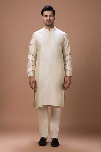Buy Priyanka Haralalka Beige Silk, Cotton Kurta And Pyjama Set Online at Aza Fashions Buy_Priyanka Haralalka_Beige Silk, Cotton Kurta And Pyjama Set _Online_at_Aza_Fashions