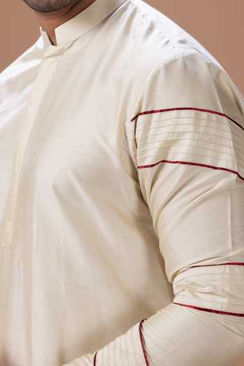 Shop Priyanka Haralalka Beige Silk, Cotton Kurta And Pyjama Set Online at Aza Fashions Shop_Priyanka Haralalka_Beige Silk, Cotton Kurta And Pyjama Set _Online_at_Aza_Fashions