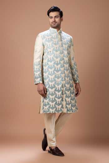 Buy Priyanka Haralalka Beige Silk, Cotton Sherwani And Pyjama Set Online at Aza Fashions Buy_Priyanka Haralalka_Beige Silk, Cotton Sherwani And Pyjama Set _Online_at_Aza_Fashions