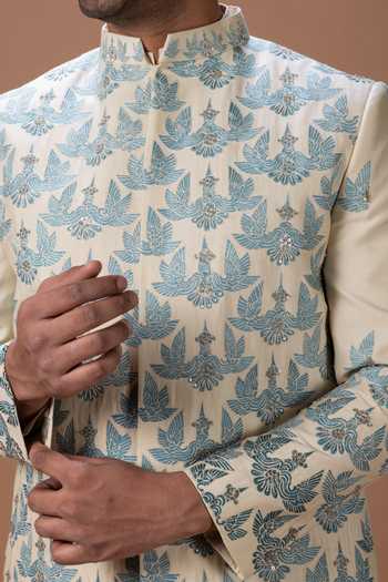Priyanka Haralalka Beige Silk, Cotton Sherwani And Pyjama Set at Aza Fashions Priyanka Haralalka_Beige Silk, Cotton Sherwani And Pyjama Set _at_Aza_Fashions