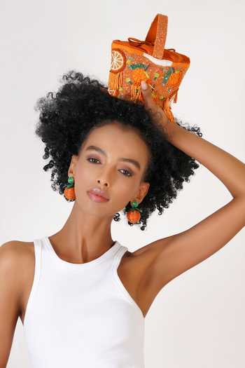 APT FOREVER Orange Citrus Bucket Bag at Aza Fashions APT FOREVER_Orange Citrus Bucket Bag _at_Aza_Fashions