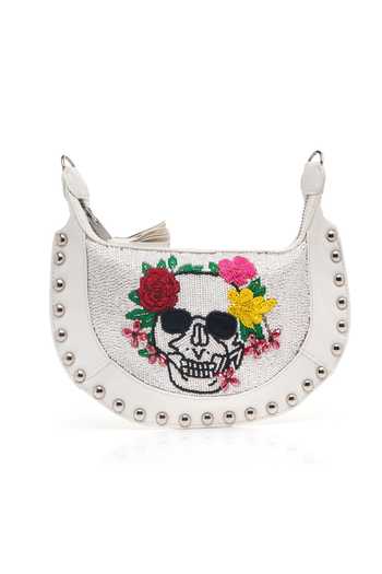 APT FOREVER White Rockstar Skull Clutch Bag at Aza Fashions APT FOREVER_White Rockstar Skull Clutch Bag _at_Aza_Fashions