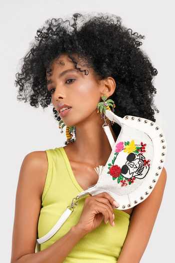 Shop APT FOREVER White Rockstar Skull Clutch Bag Shop_APT FOREVER_White Rockstar Skull Clutch Bag