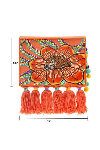 APT FOREVER_Orange Trendy Leopard Clutch Bag _at_Aza_Fashions