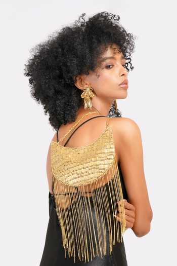 Shop_APT FOREVER_Gold Twirl And Tassel Clutch Bag 