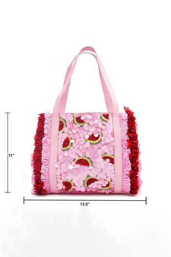 APT FOREVER Pink Juicy Watermelon Tote Bag at Aza Fashions APT FOREVER_Pink Juicy Watermelon Tote Bag _at_Aza_Fashions